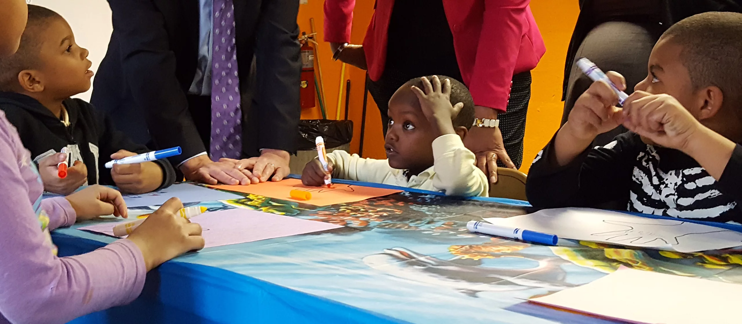 Children work on art projects at SCS Cornerstone Program at Woodside Houses