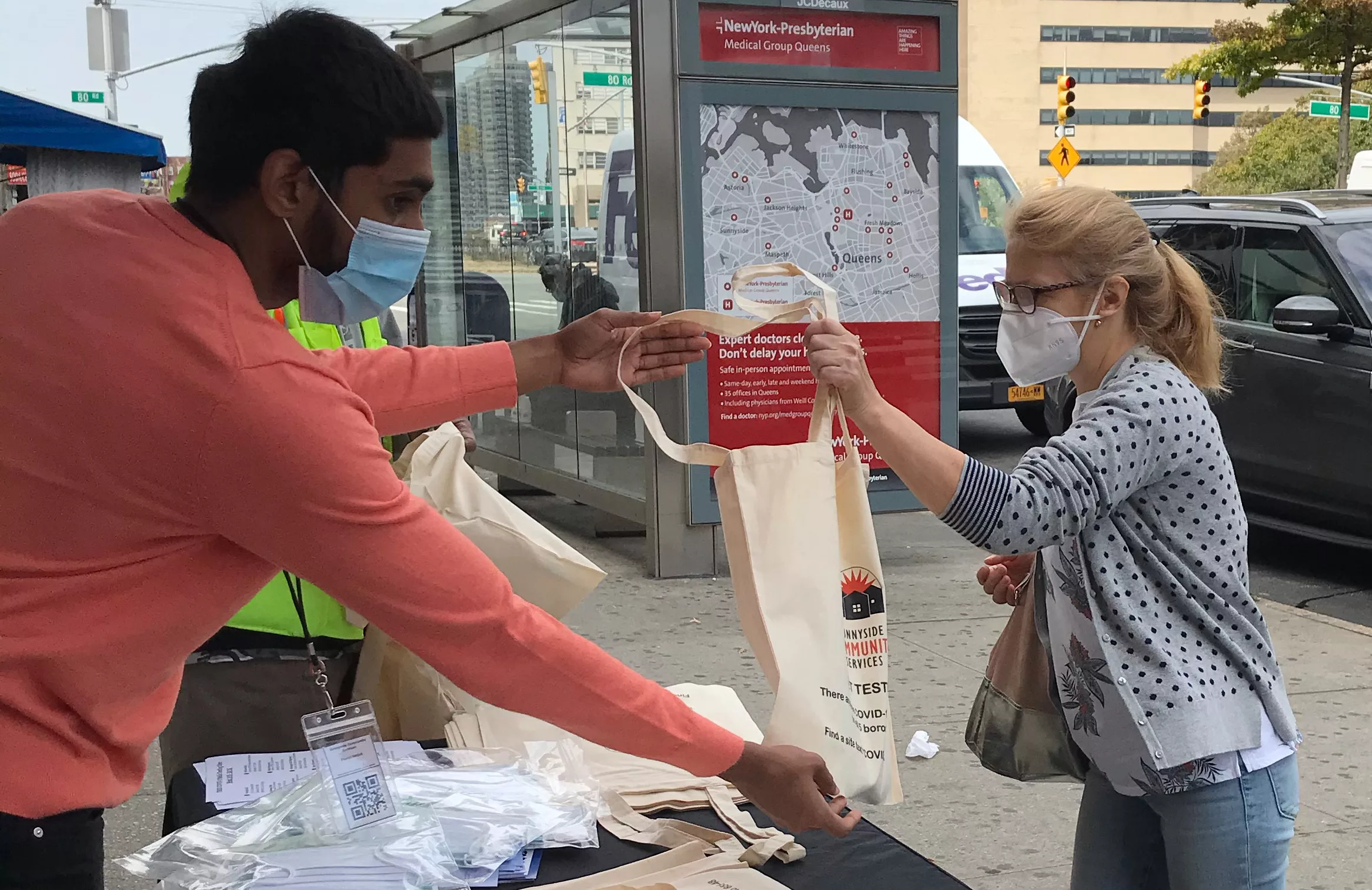 Participants receive masks at COVID outreach