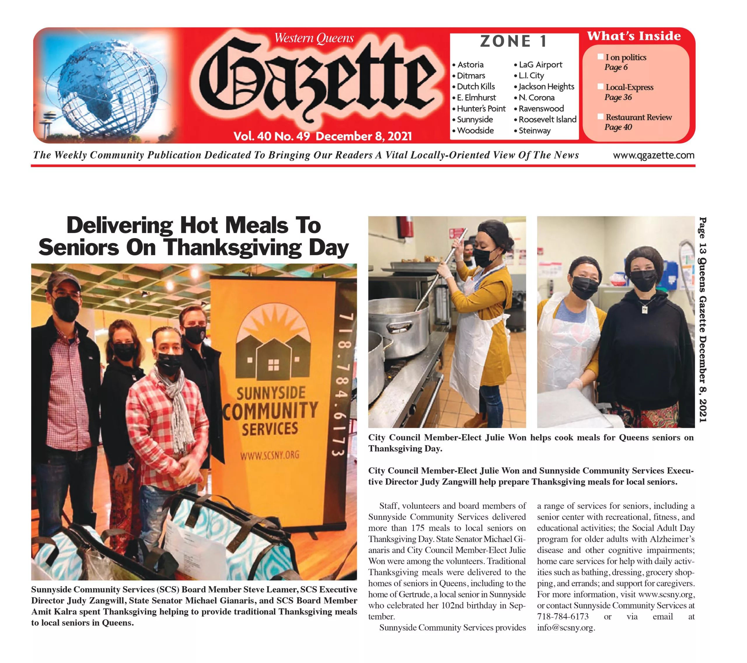 Queens Gazette: Delivering Hot Meals to Seniors on Thanksgiving Day